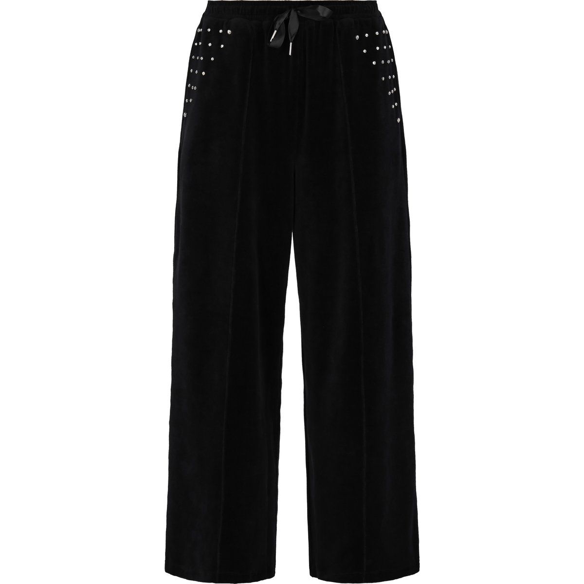 Verzierte Samthose mit weitem Bein