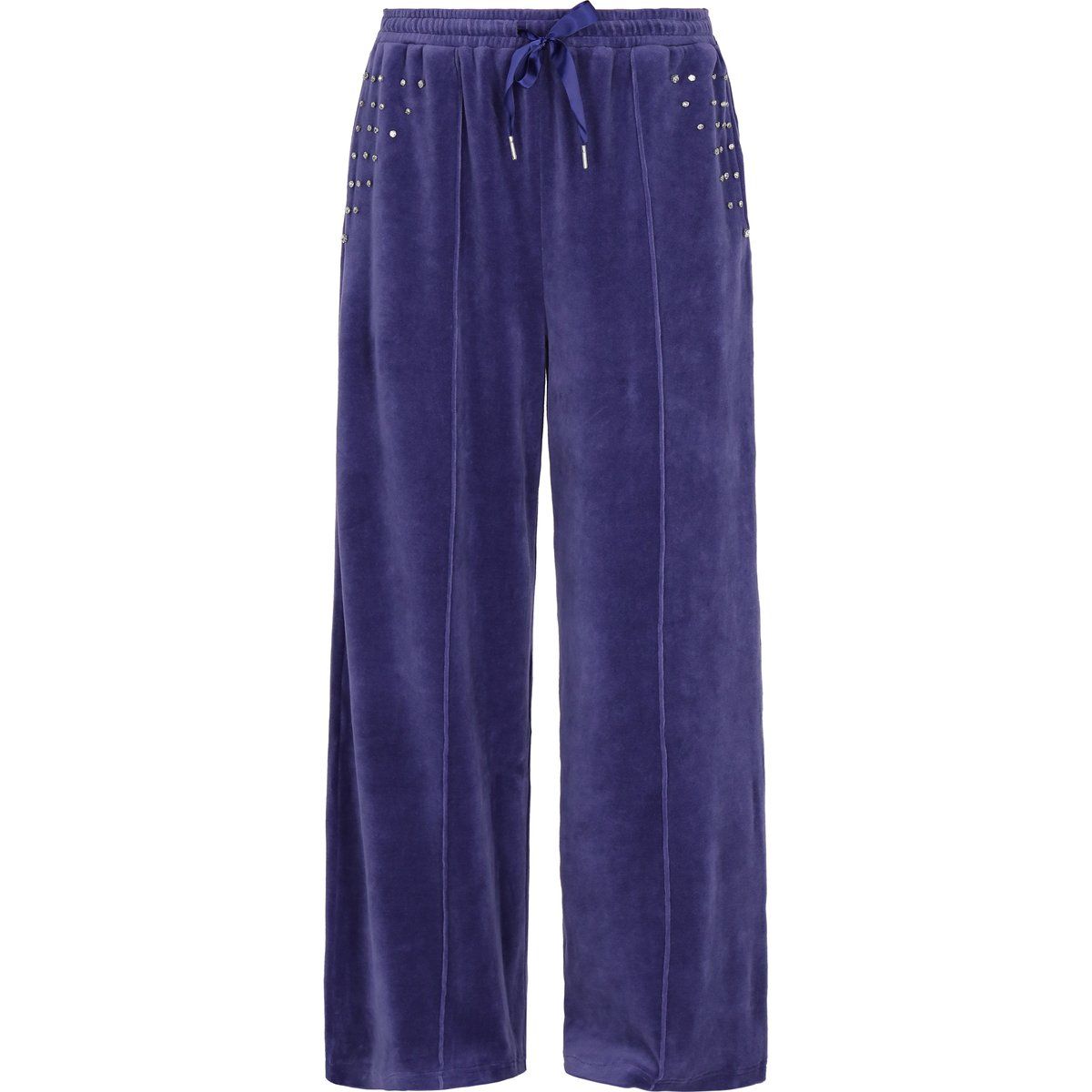 Weite Samt-Loungehose mit Strass