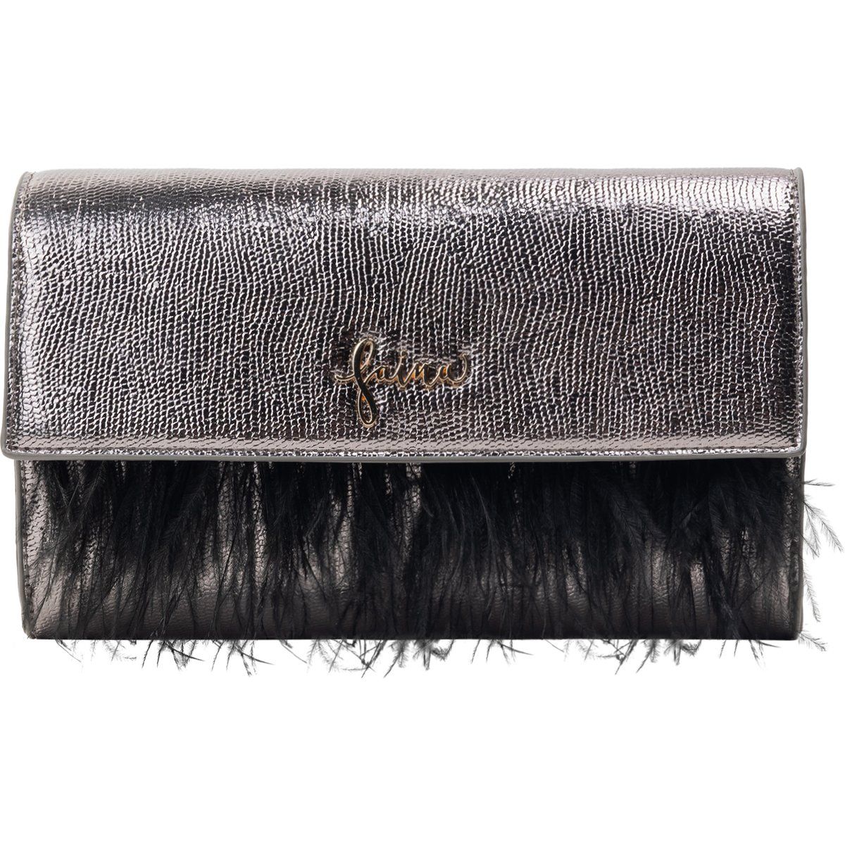 Metallic-Reptil-Clutch mit Federn