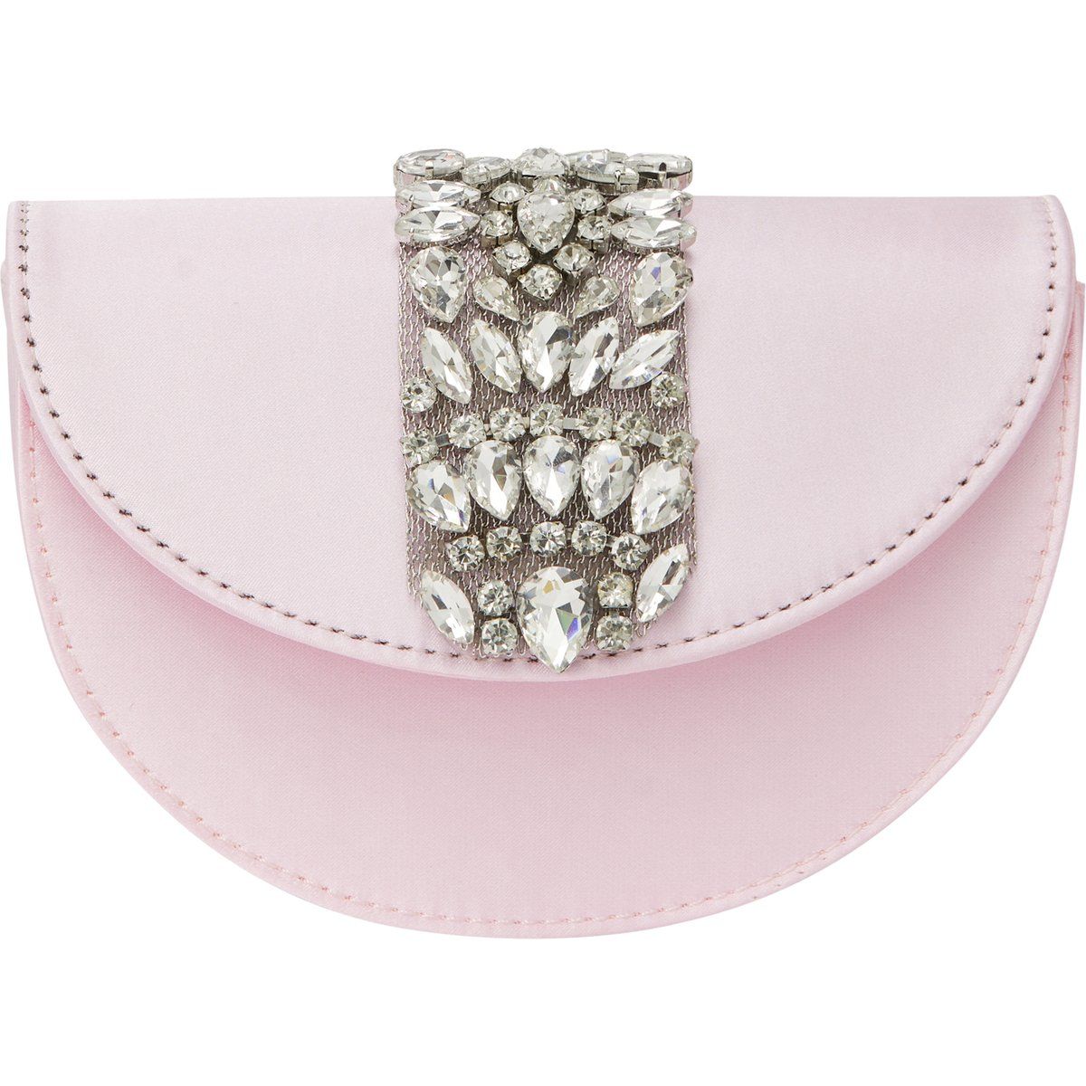 Elegante Satin-Clutch mit Schmucksteinbesatz
