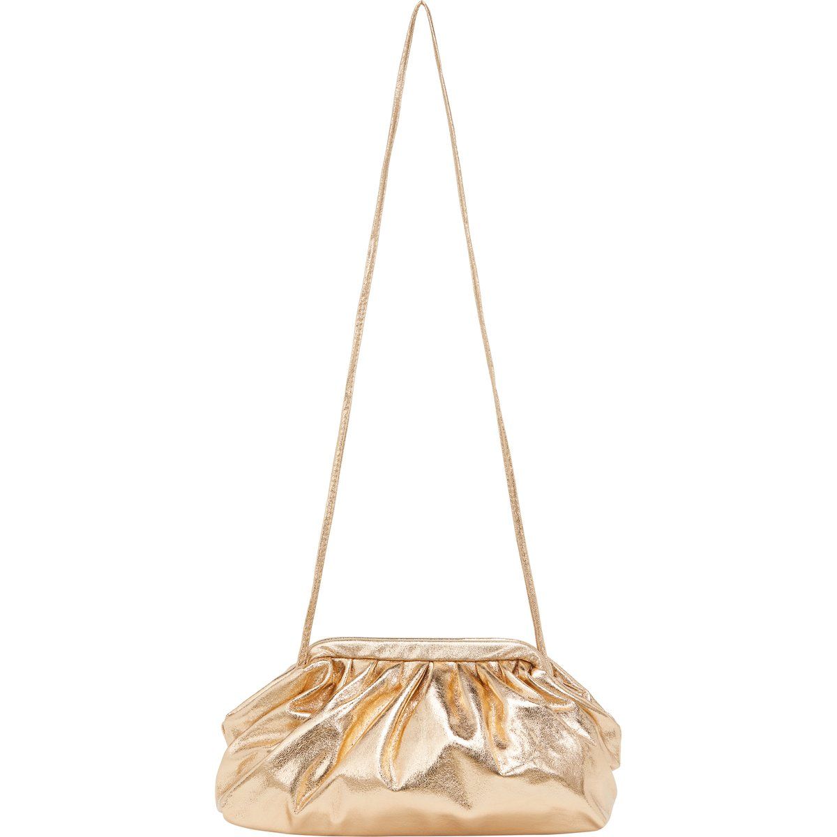 Abendclutch mit Metallic-Effekt und Falten
