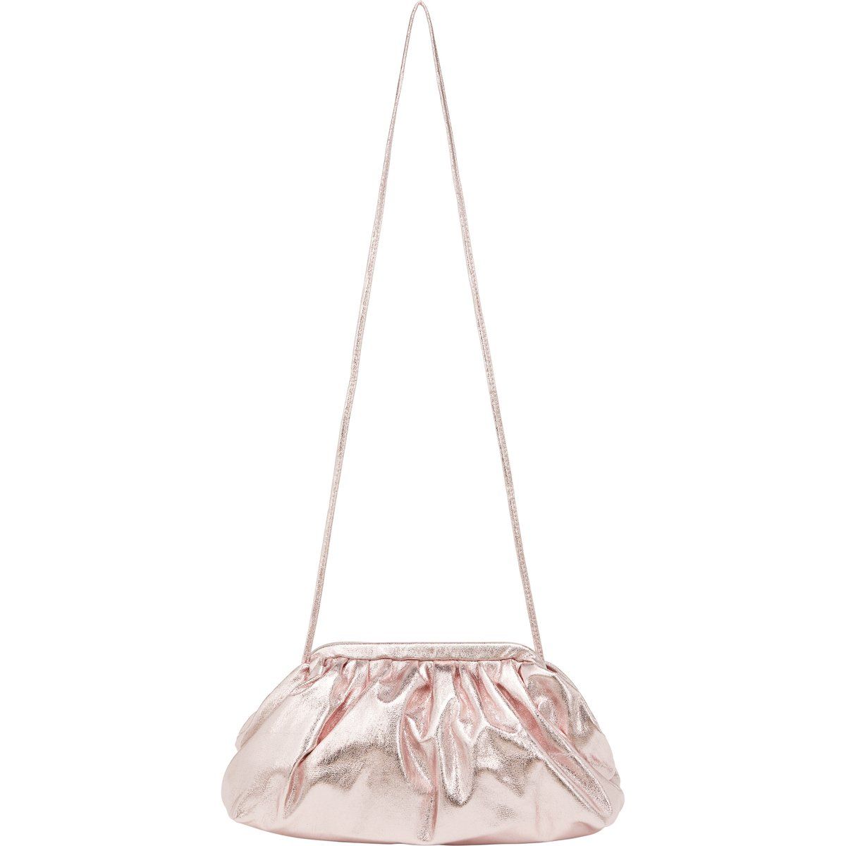 Clutch-Beuteltasche mit Metallic-Falten
