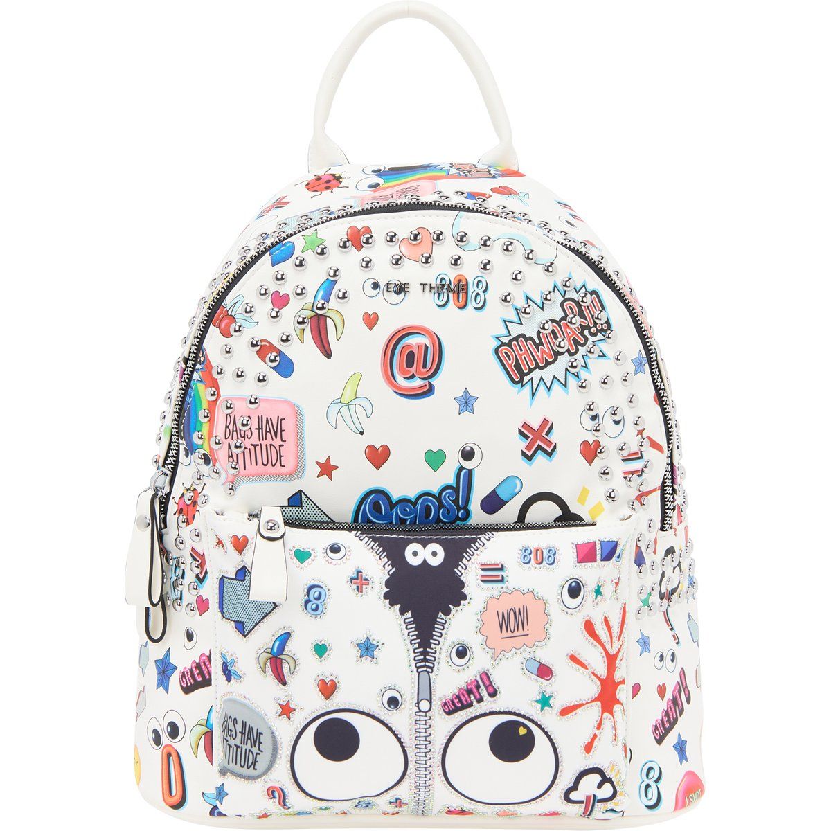 Mini-Rucksack mit Nieten und Grafikmuster