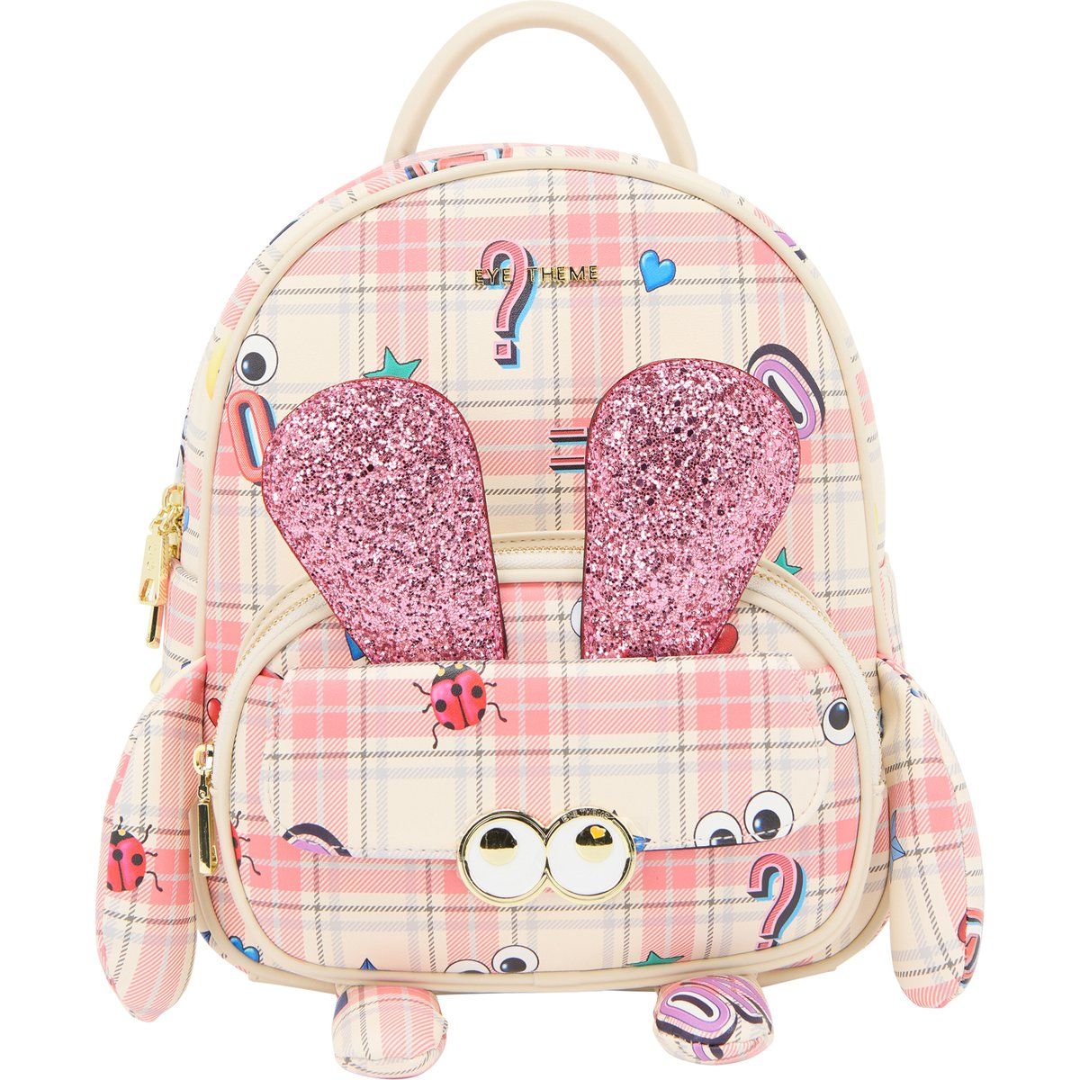 Verspielter Karo-Charakter-Mini-Rucksack