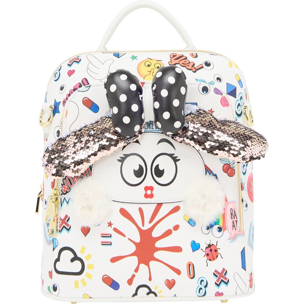Verspielter Rucksack mit Charakter-Print und Pailletten