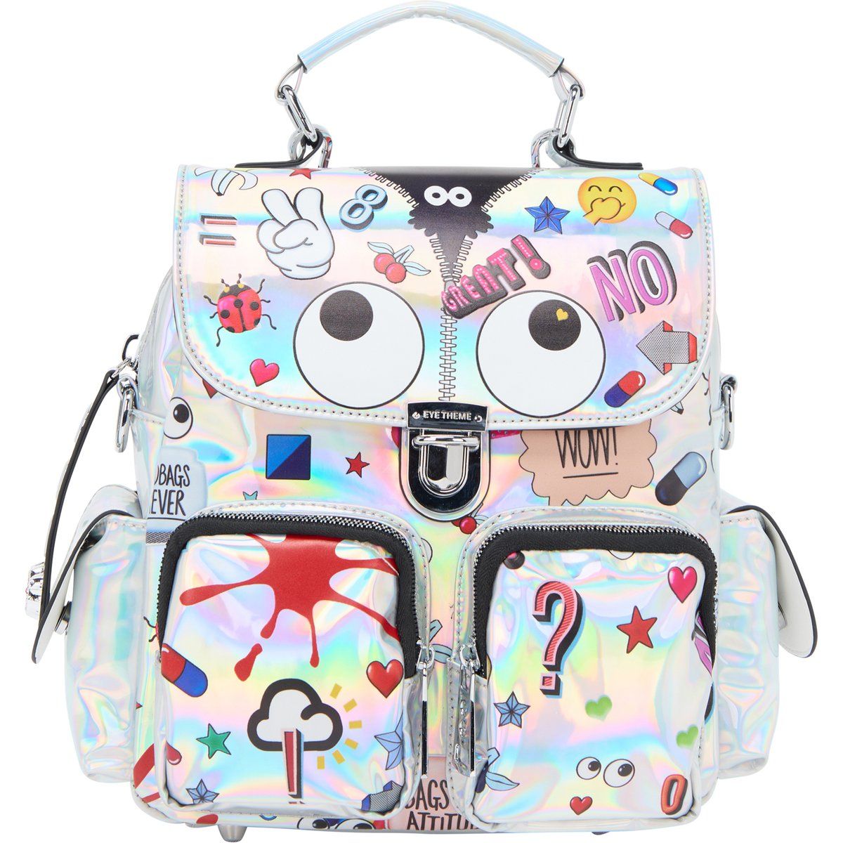 Verspielter Holo-Grafik-Mini-Rucksack