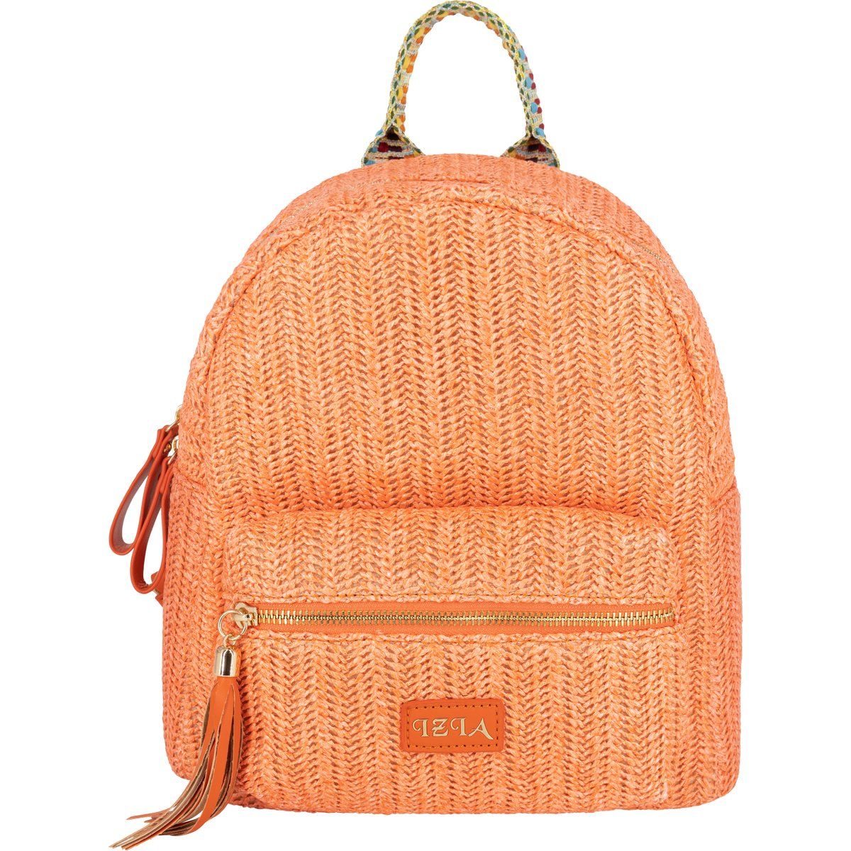Rucksack in Flechtoptik mit Quaste
