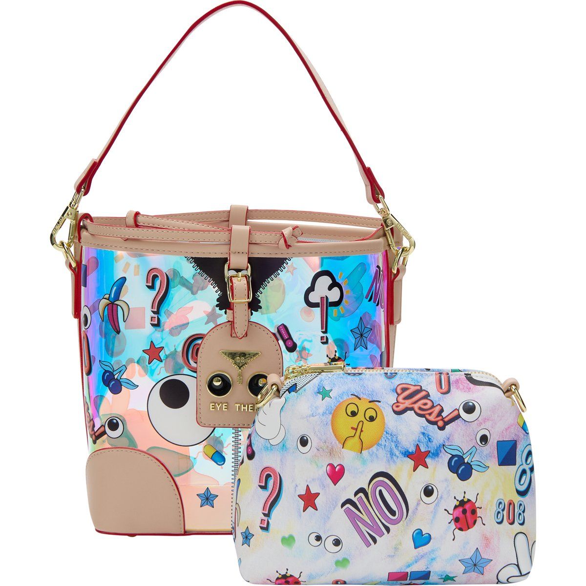 Verspieltes holografisches 2-in-1 Taschen-Set