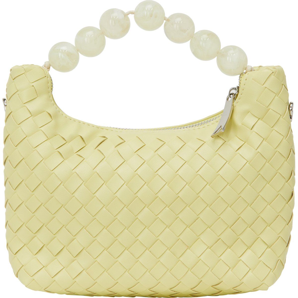 Geflochtene Handtasche mit Perlengriff