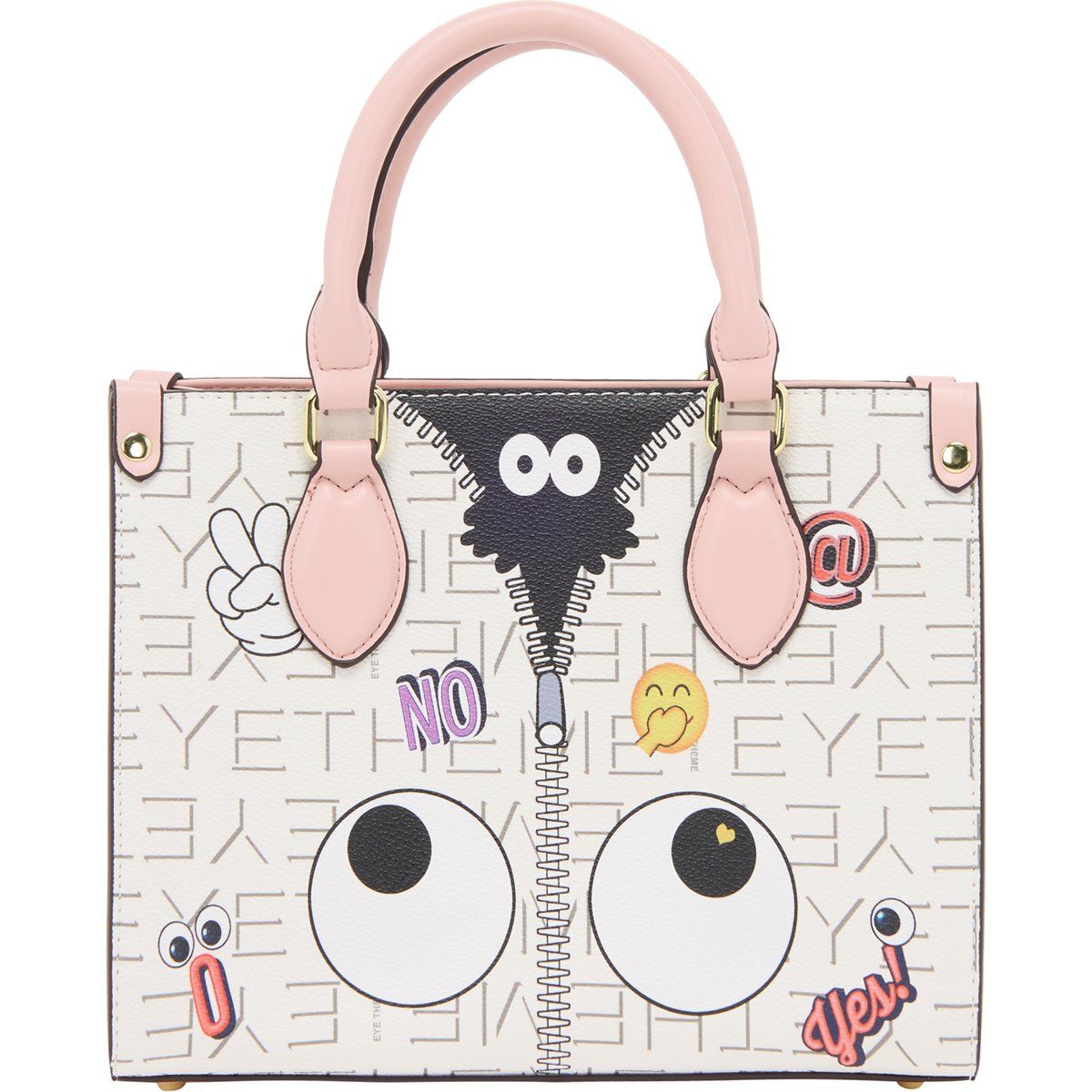 Strukturierte Handtasche mit Cartoon-Motiv