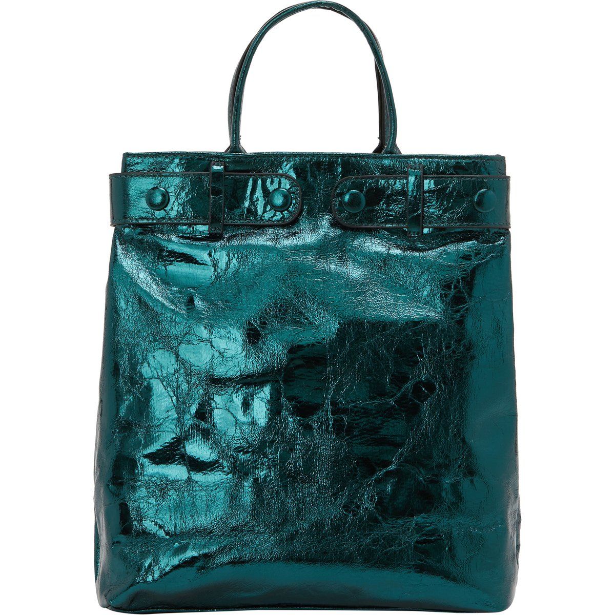Metallische Top-Handle-Tasche in Knitteroptik
