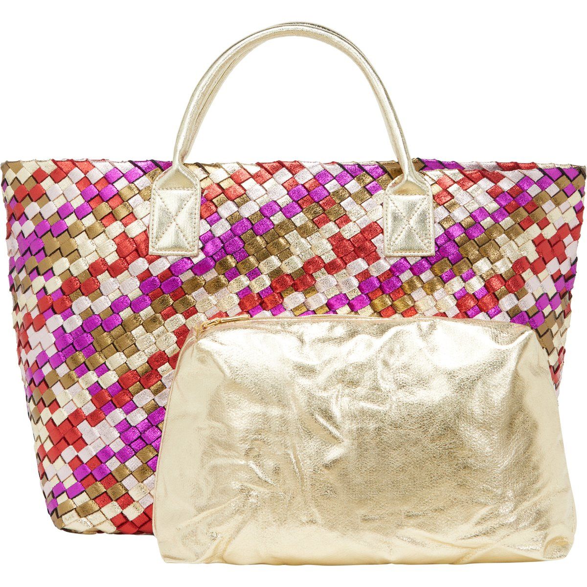 Geflochtenes Metallic 2-in-1 Taschen-Set