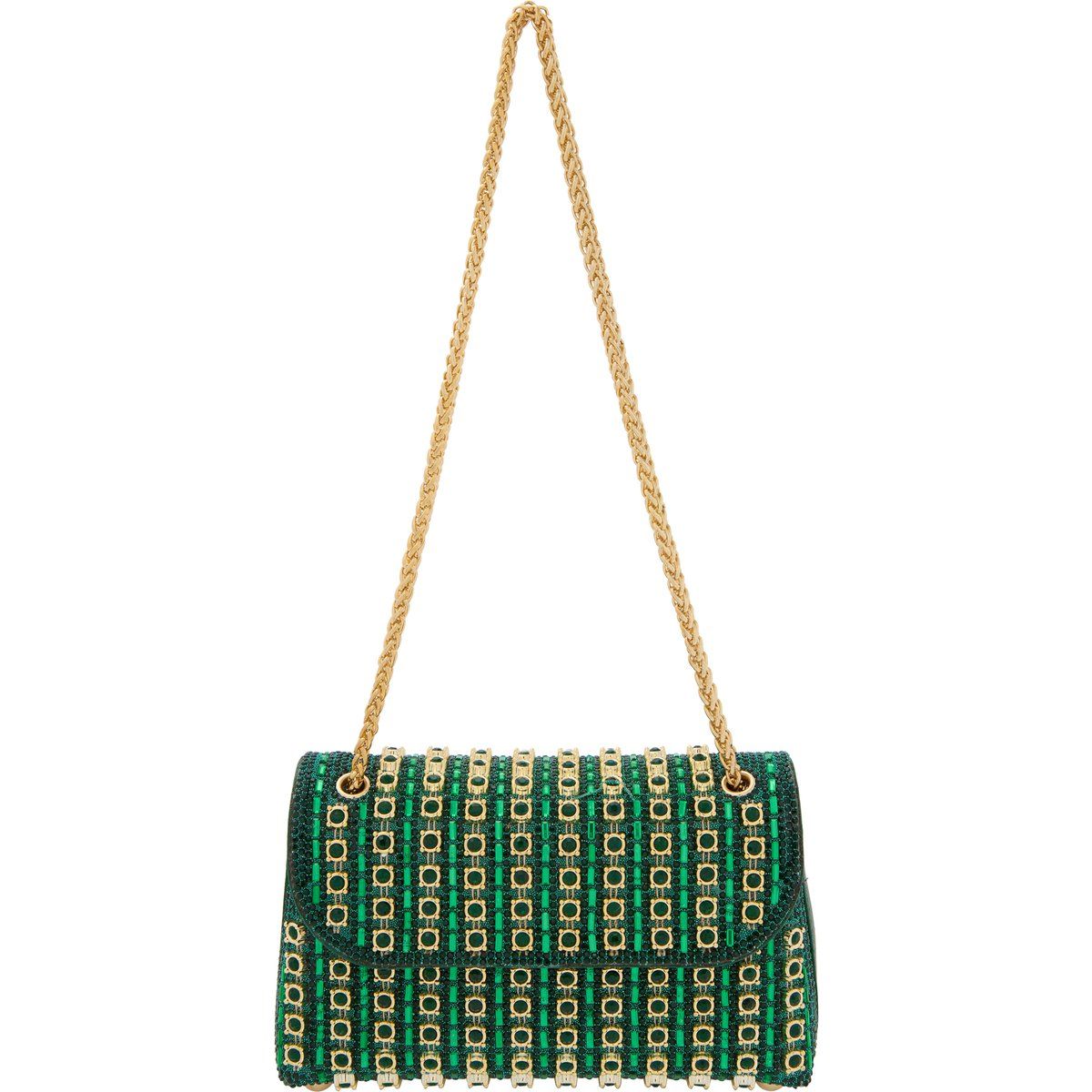 Elegante verzierte grüne Klappentasche