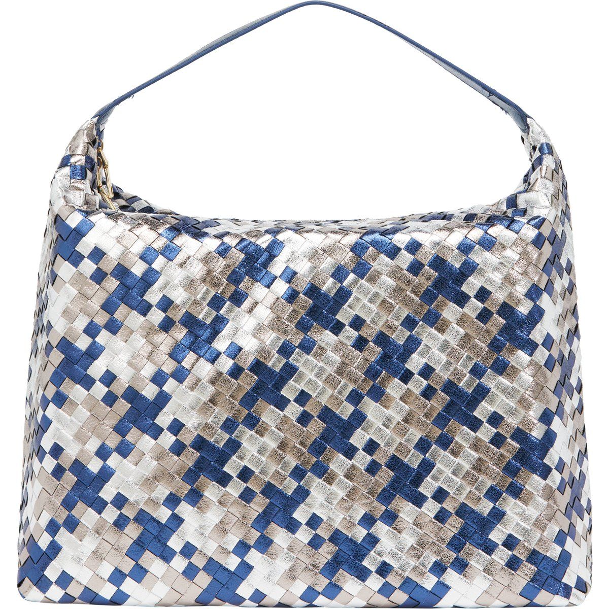 Geflochtene Trapez-Hobo-Tasche in Metallic