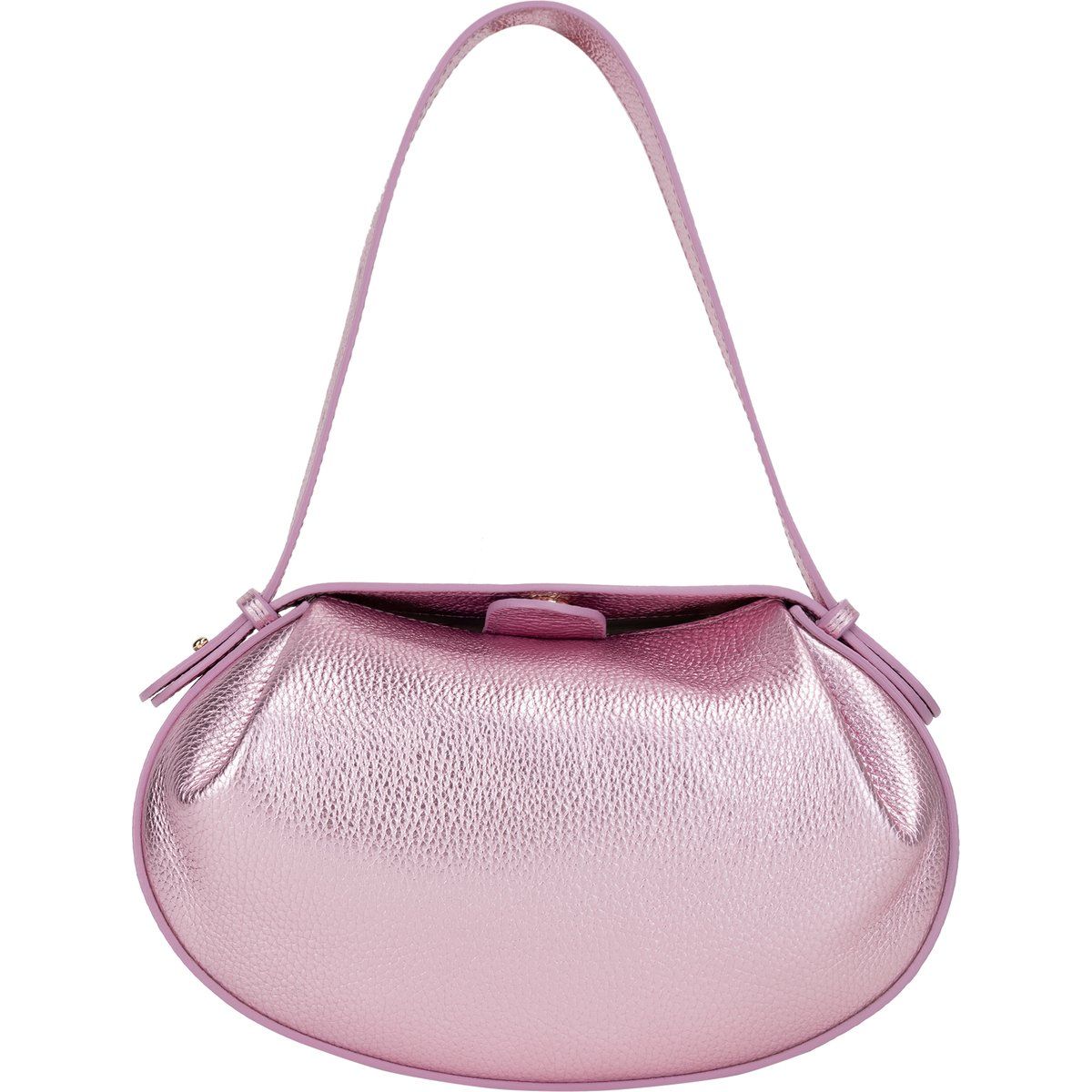 Schimmernde Metallic-Handtasche in Halbmondform