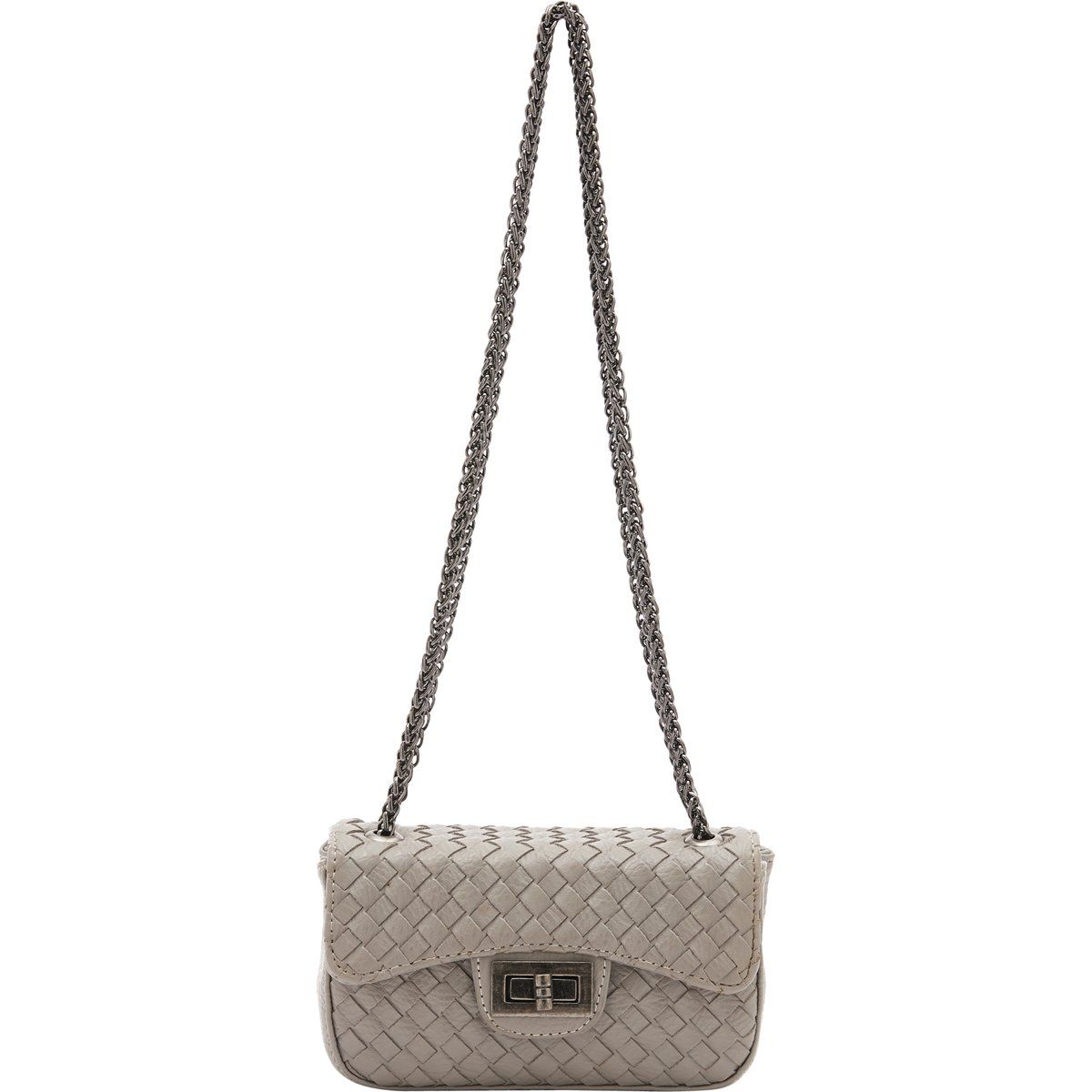 Schultertasche mit Webmuster und Kette