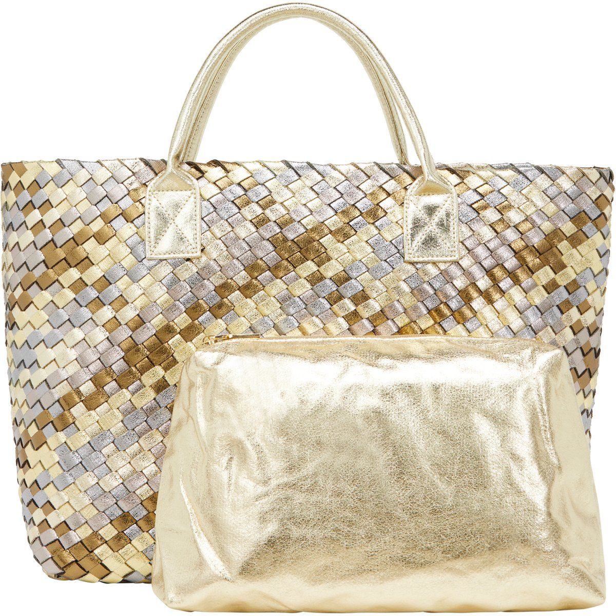 Geflochtenes Metallic-Shopper-Set