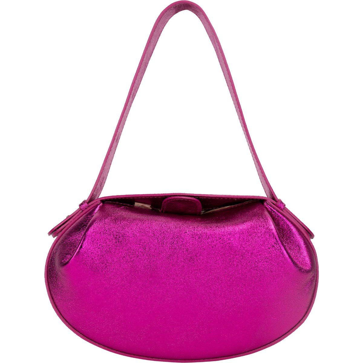 Metallische gebogene Lederhandtasche