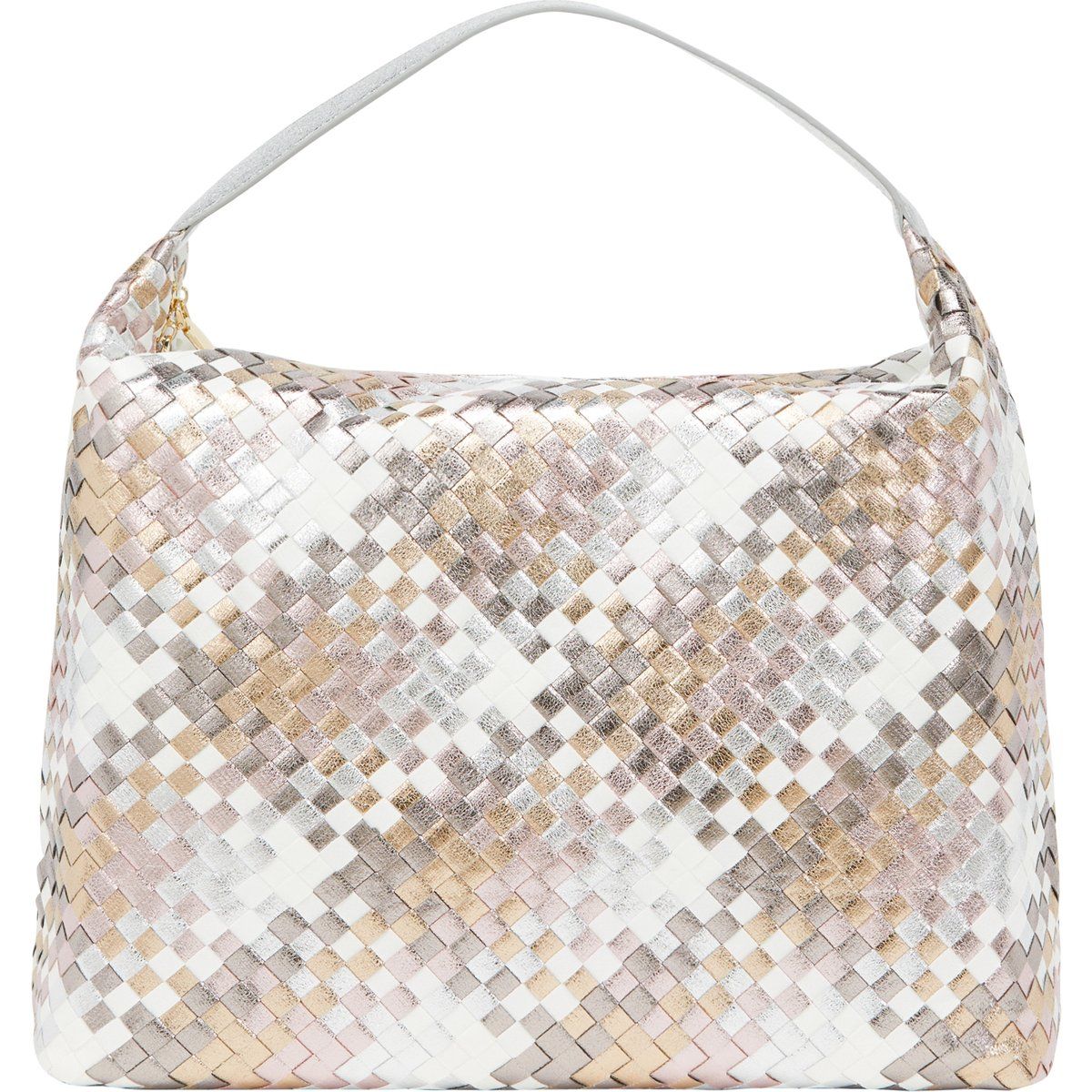 Metallisch geflochtene Kunstleder-Hobo-Tasche