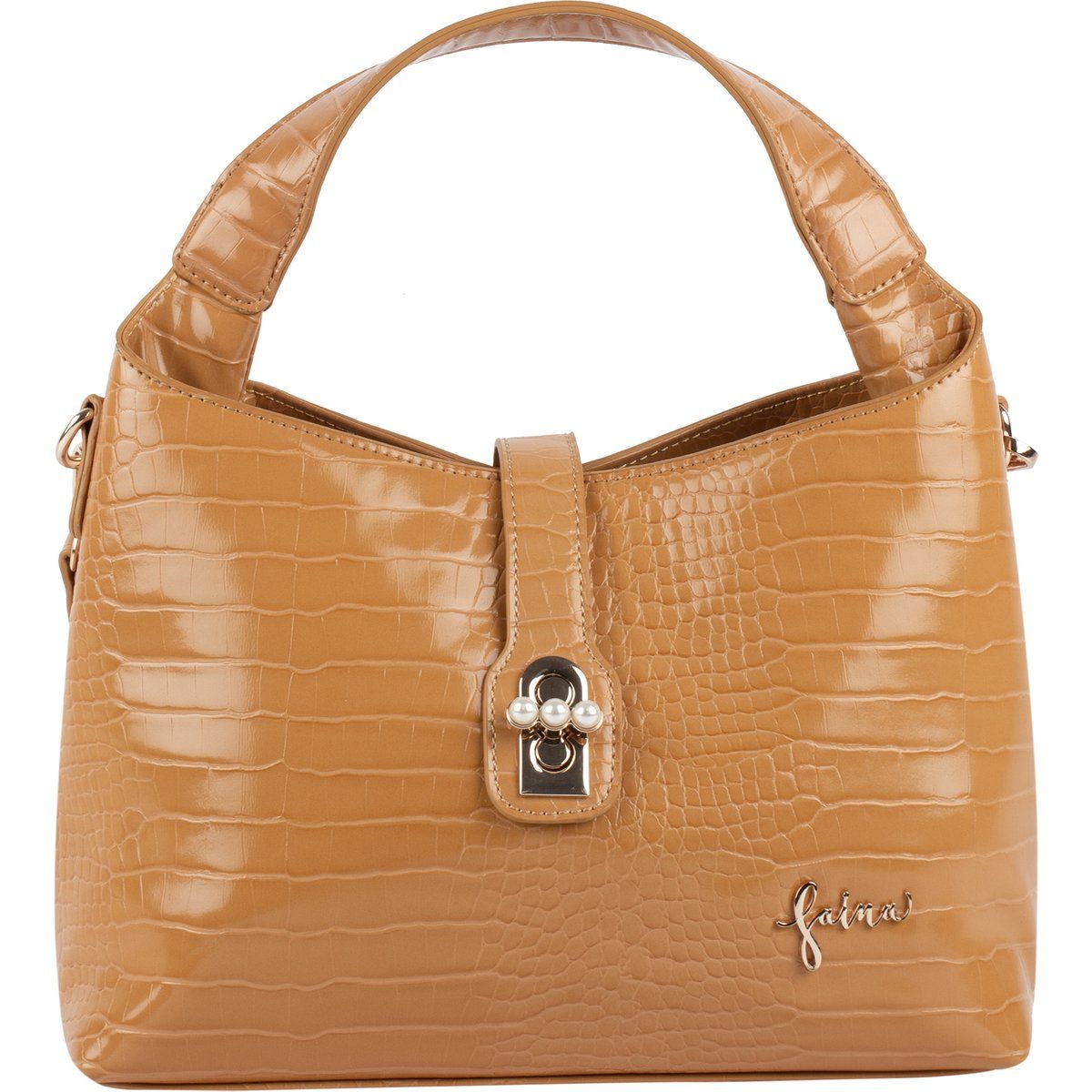 Elegante Handtasche mit Kroko-Prägung