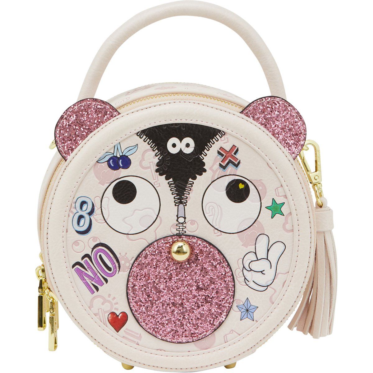 Verspielte runde Handtasche mit Charakter-Print