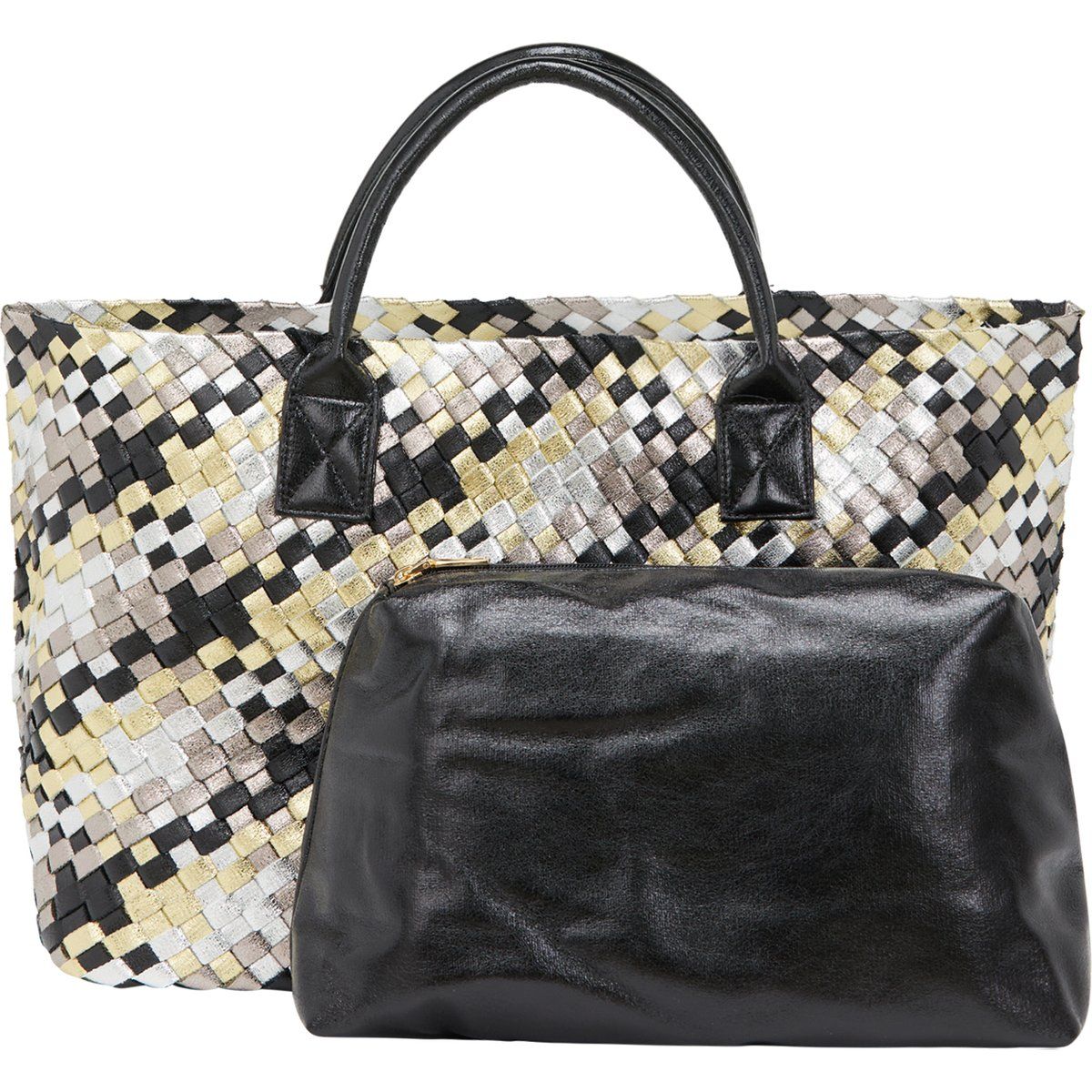 Geflochtenes Metallic 2-in-1 Shopper-Set
