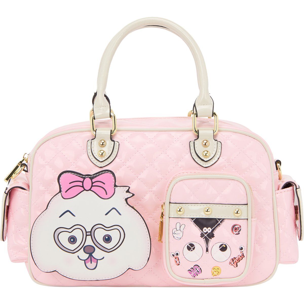 Gesteppte Handtasche mit Cartoon-Applikationen