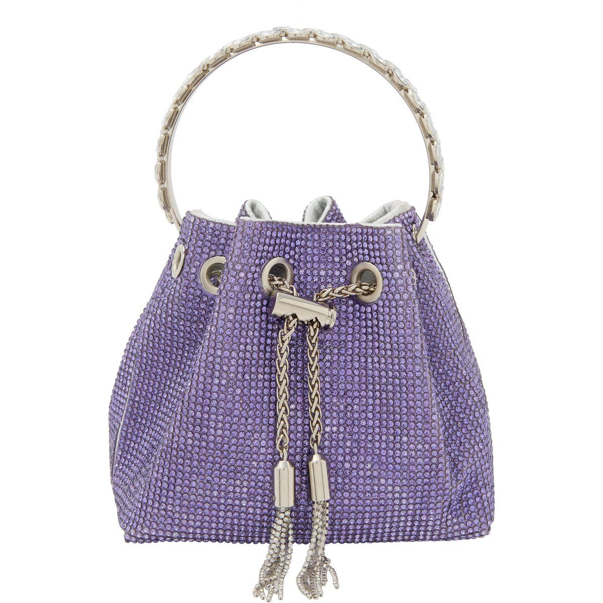 Mit Strass besetzte Beuteltasche mit Quasten