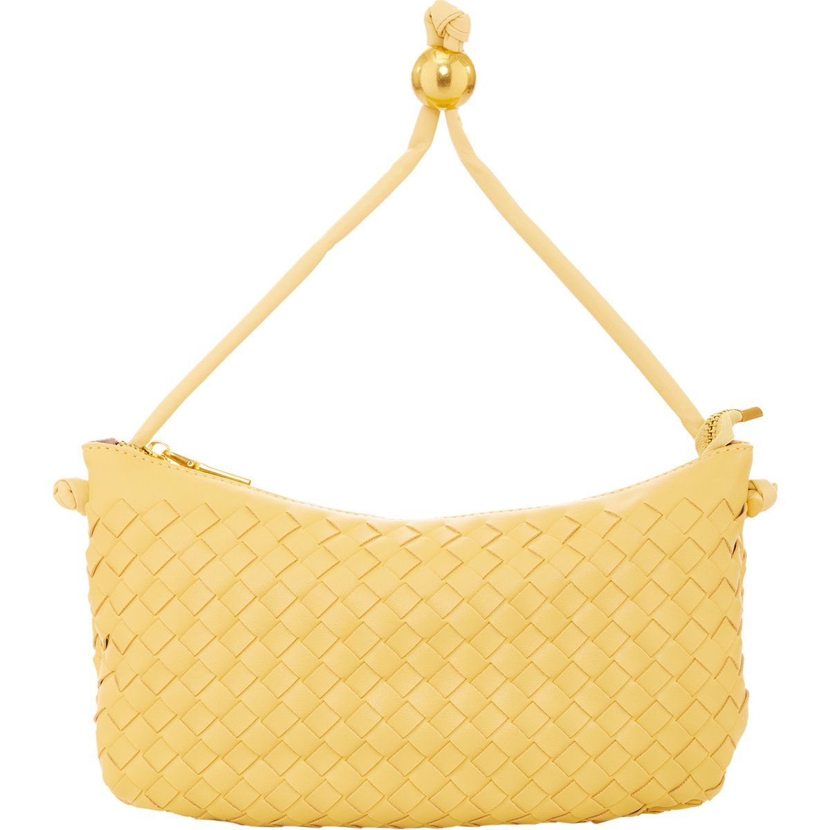 Geflochtene Schultertasche mit Goldperle