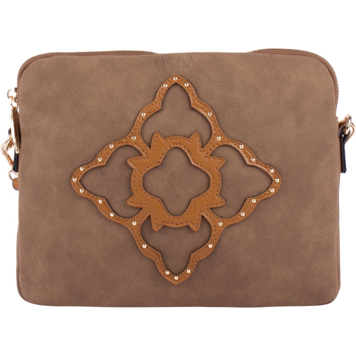 Umhängetasche mit floralem Emblem