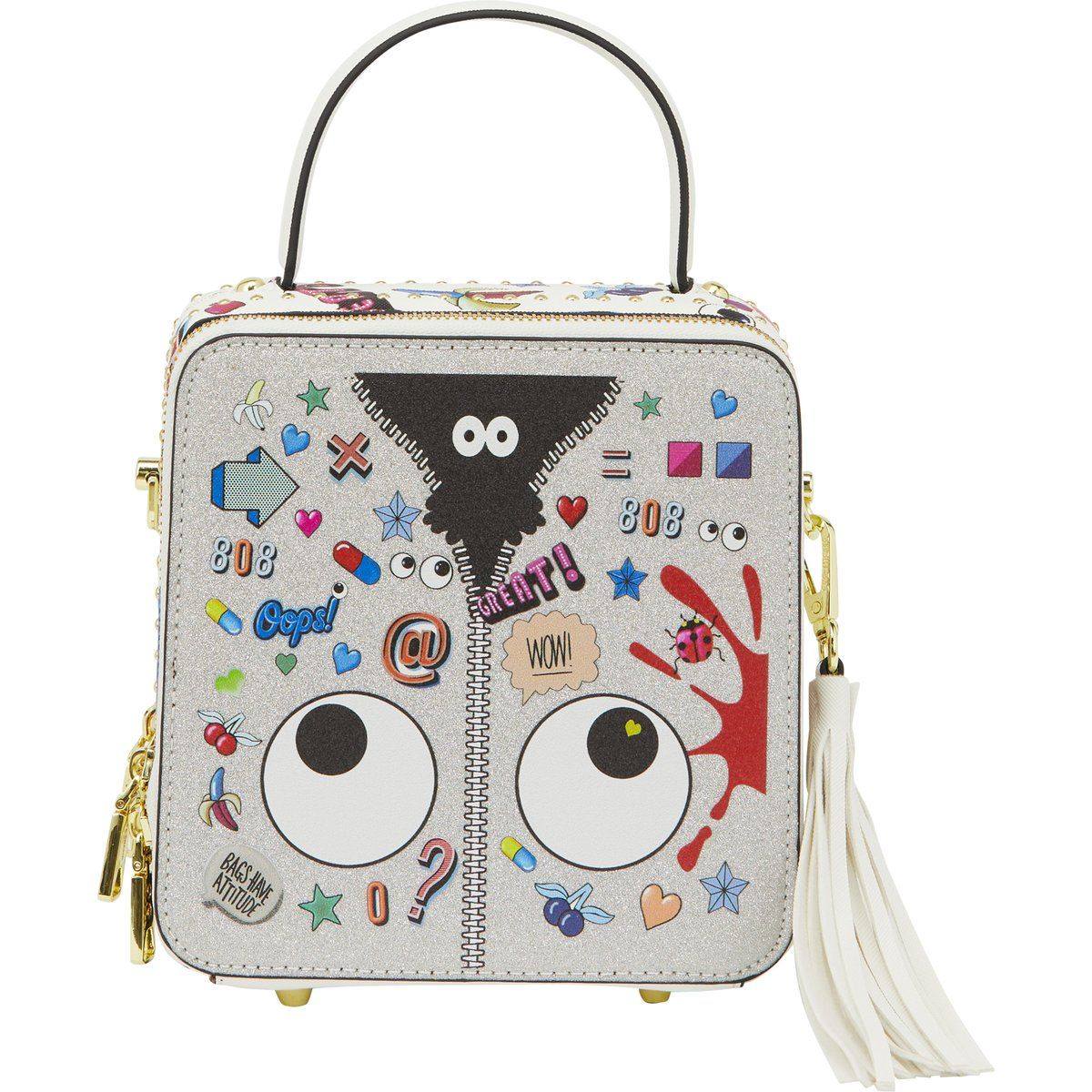 Quadratische Handtasche mit Grafik-Print