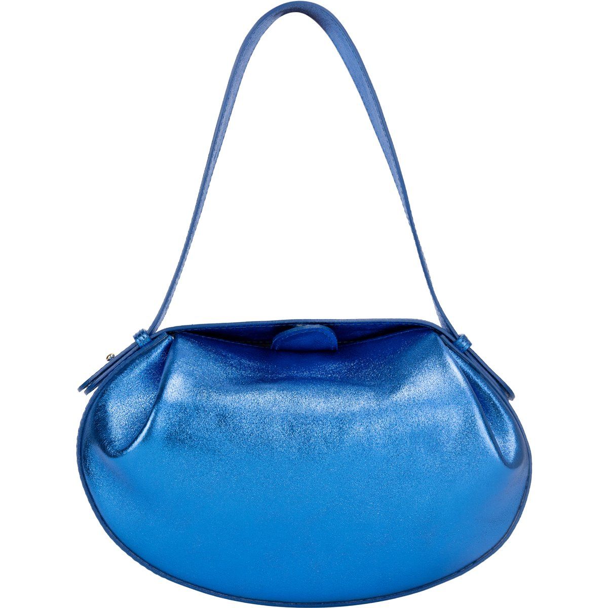 Plissierte Runde Metallic-Handtasche