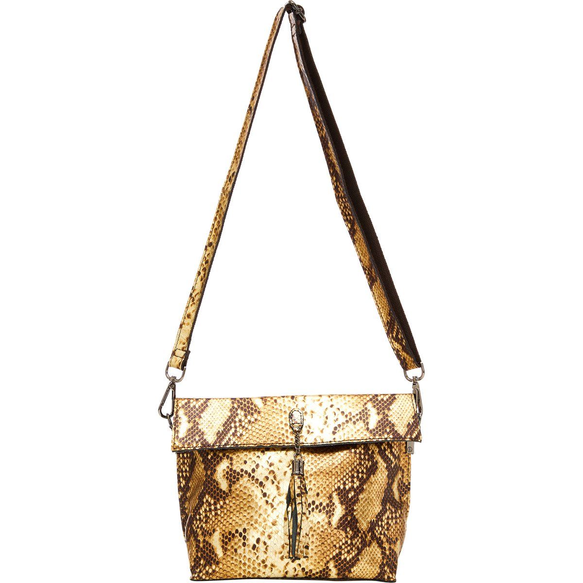 Trapez-Schultertasche mit Schlangenmuster