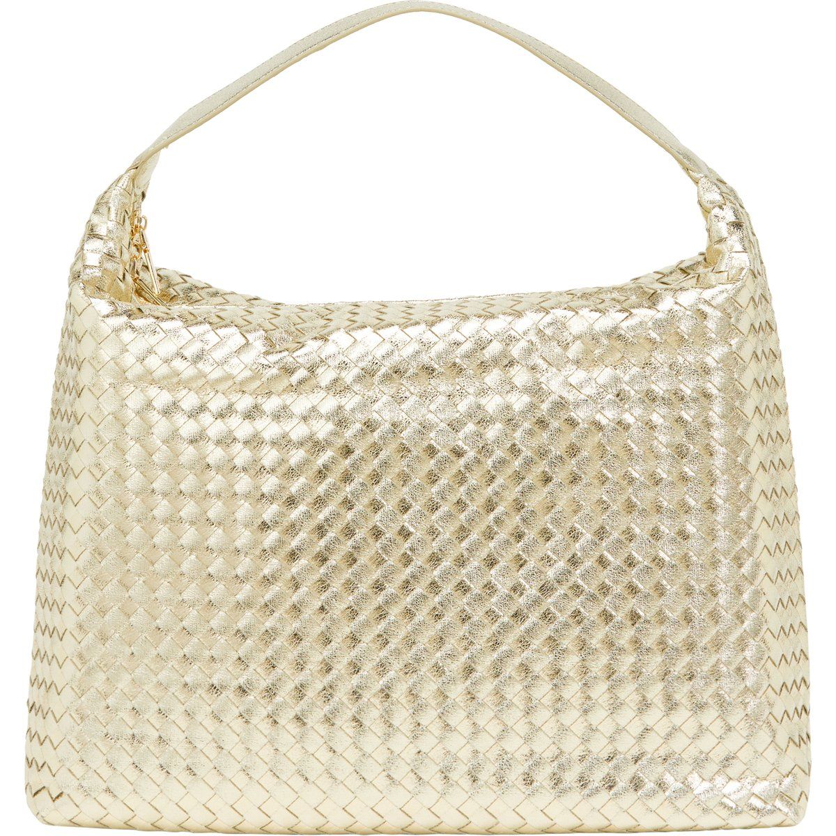 Geflochtene Metallic-Hobo-Tasche aus Kunstleder