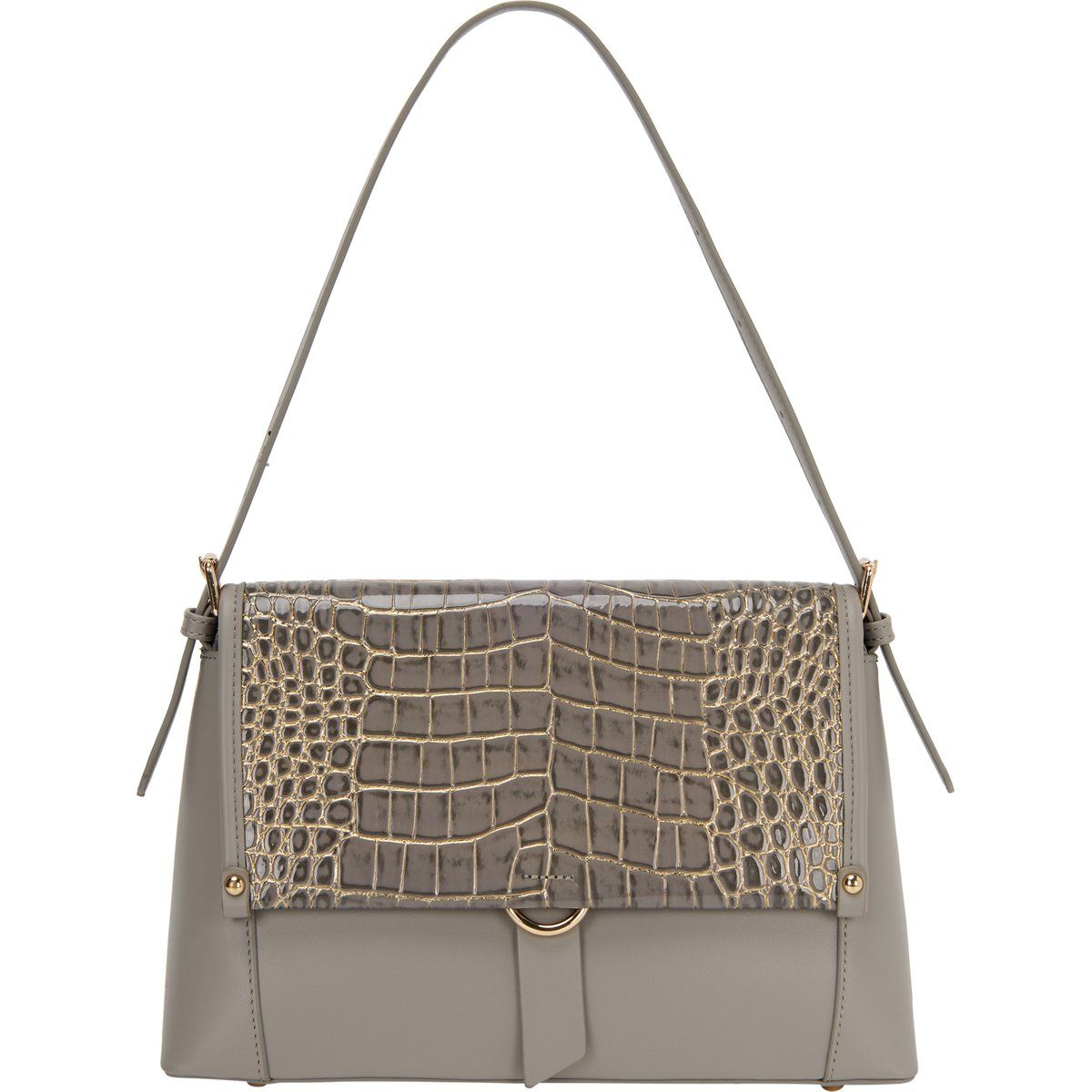 Elegante strukturierte Schultertasche mit Kroko-Prägung