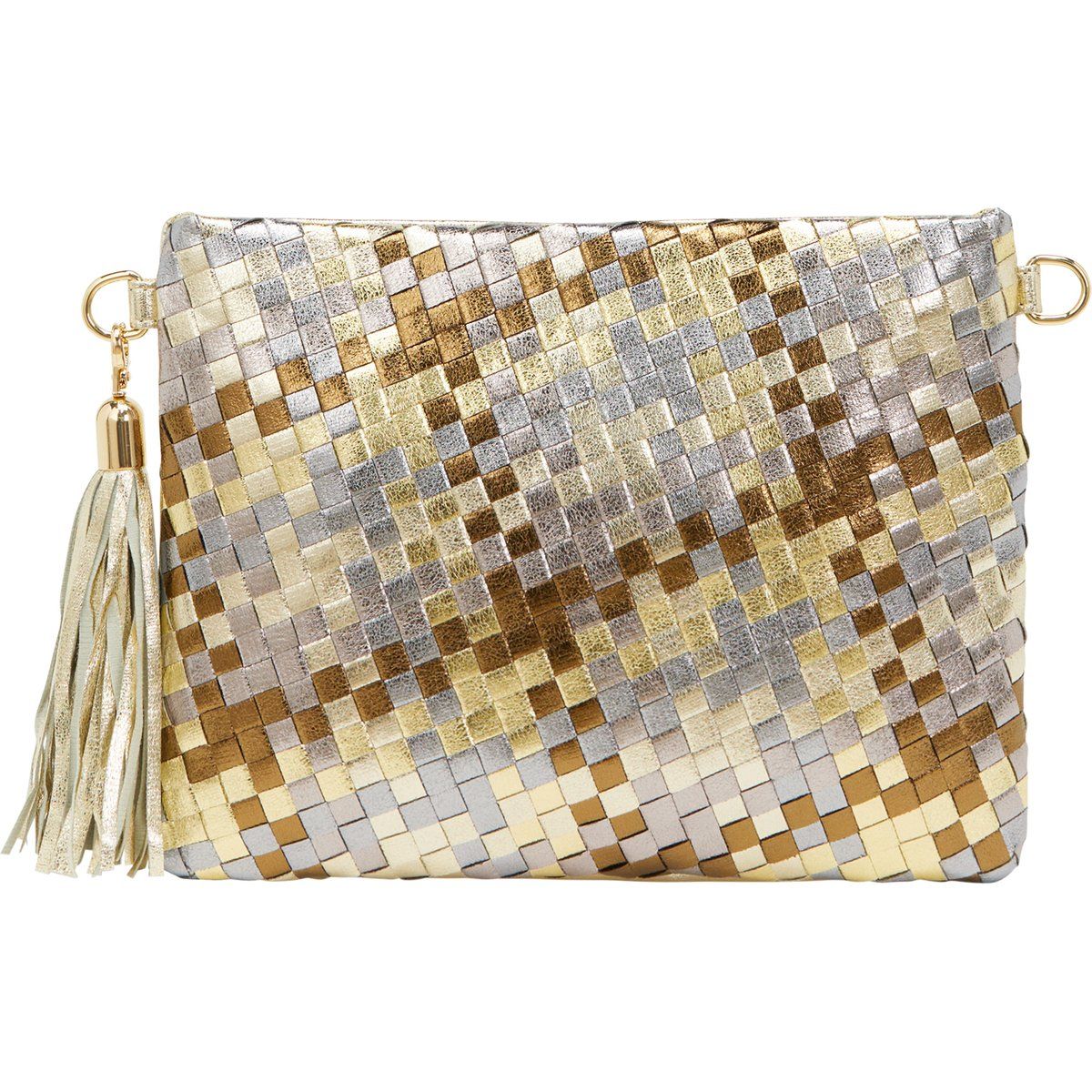Geflochtene Metallic-Clutch mit Quaste