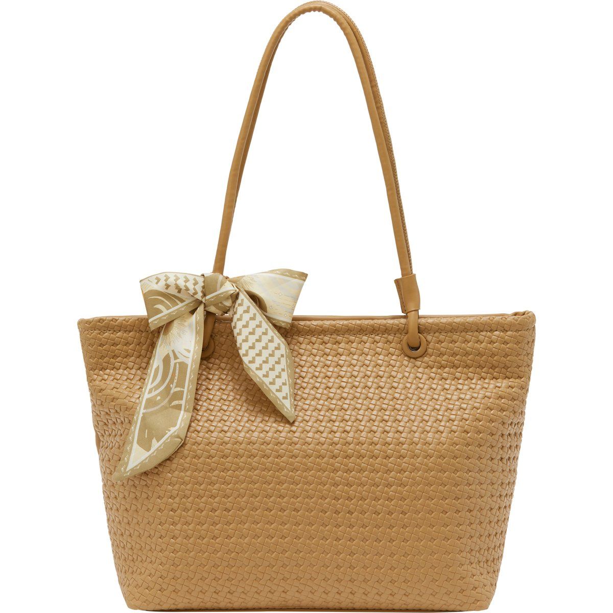 Geflochtene Shopper-Tasche mit Zierschal