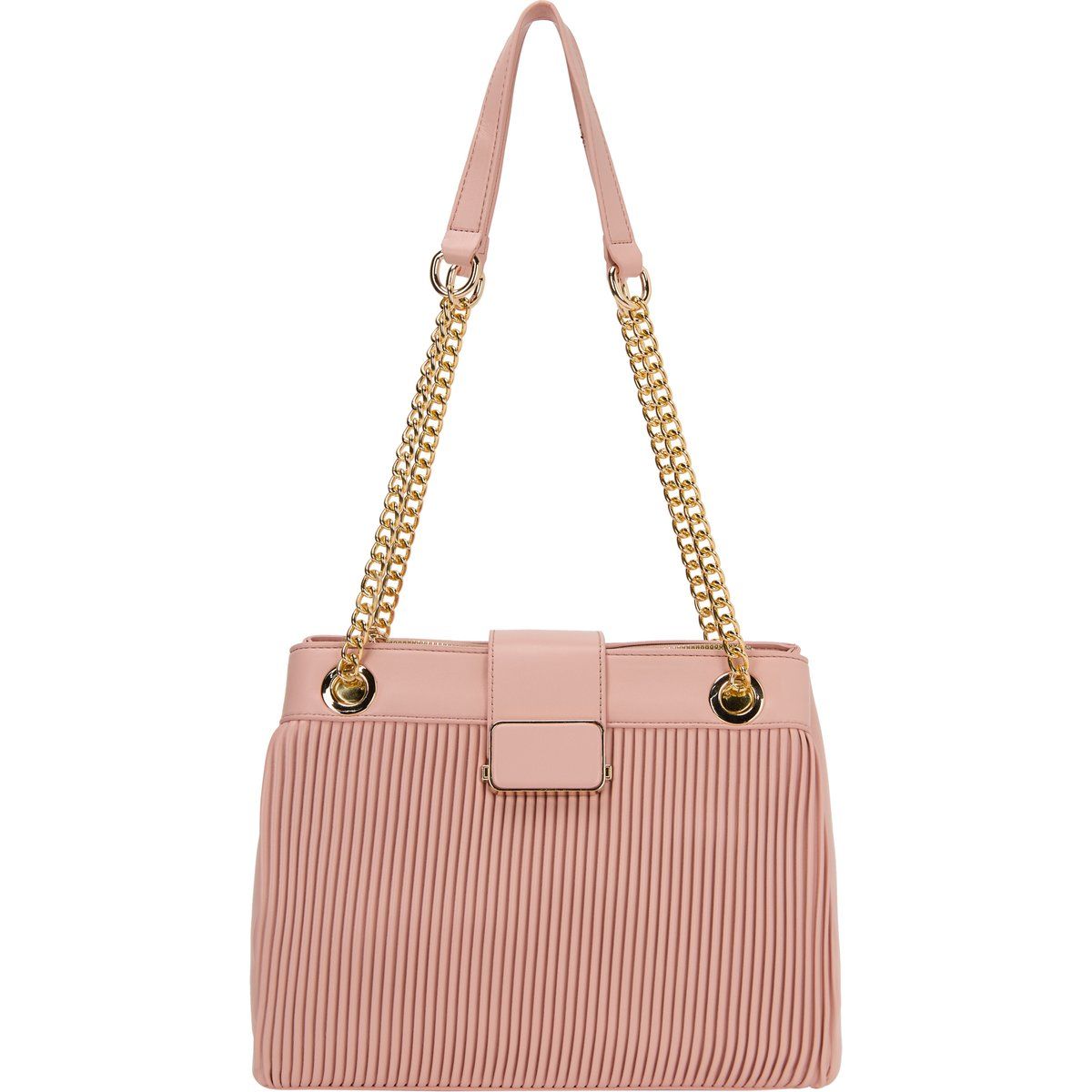 Strukturierte Plissee-Handtasche mit Kettengurt