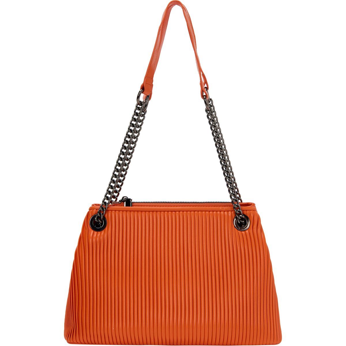 Plissee-Schultertasche mit Kettendetails