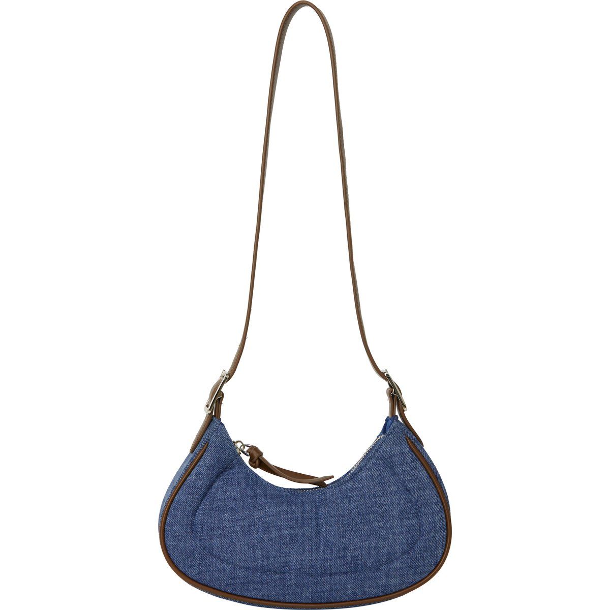 Halbmondförmige Schultertasche aus Denim