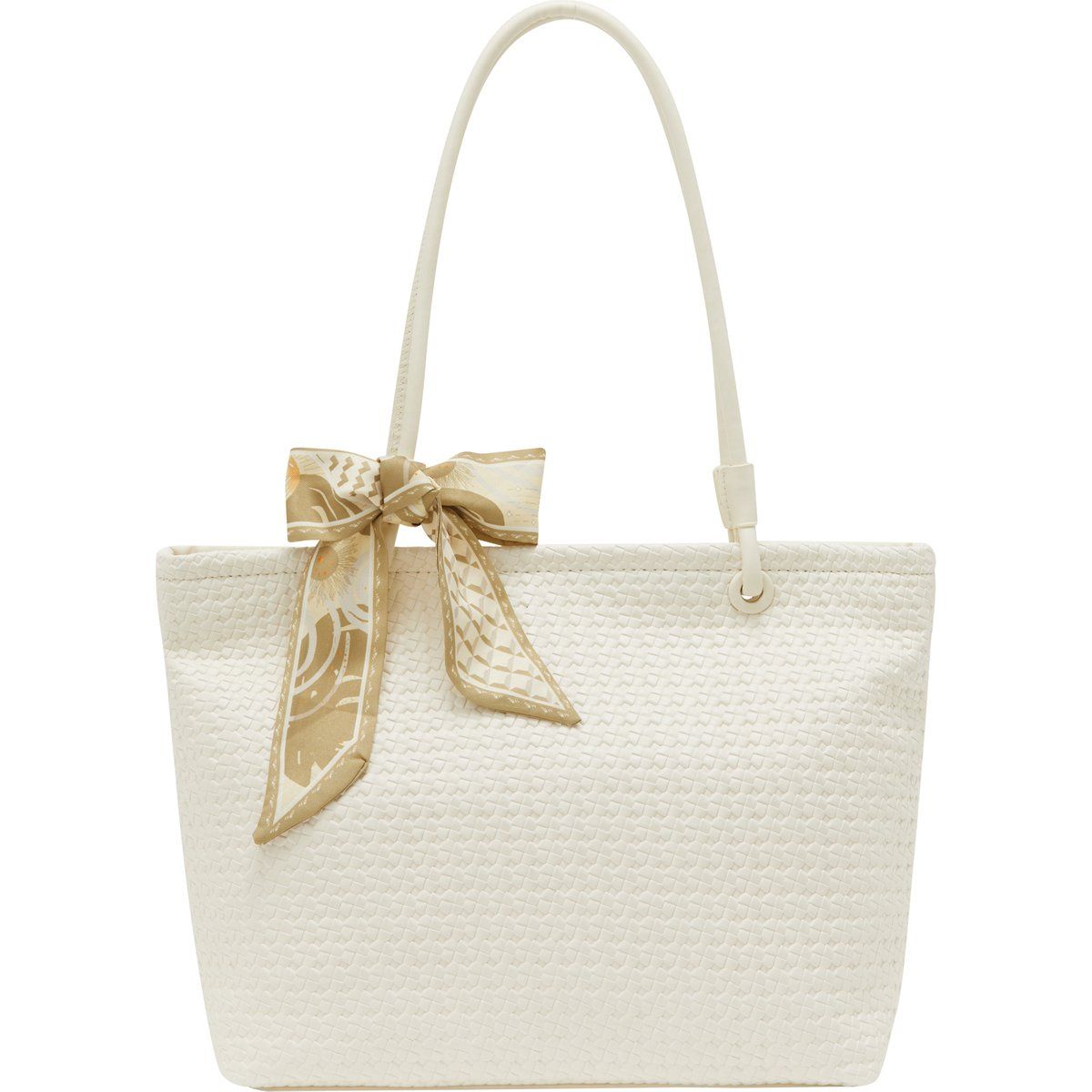 Geflochtener Shopper mit Tuch-Detail