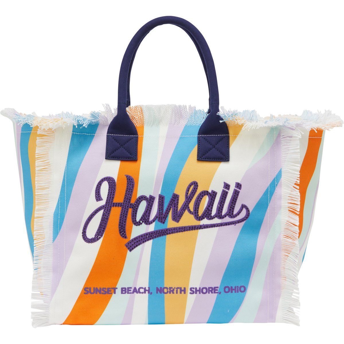 Fransen-Shopper mit Hawaii-Stickerei