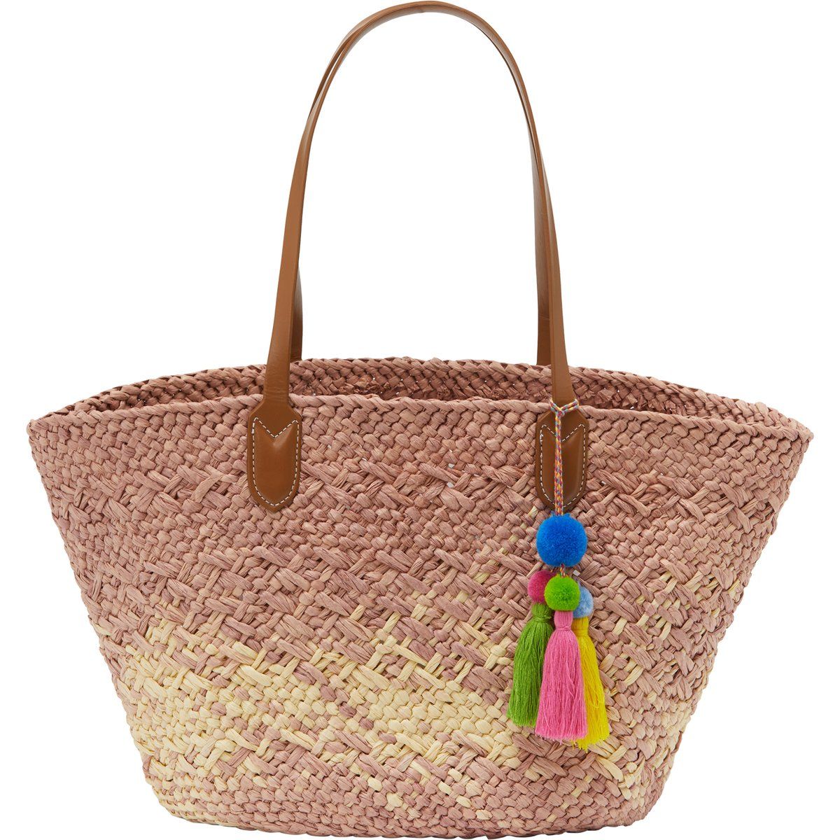 Geflochtener Raffia-Shopper mit Quasten