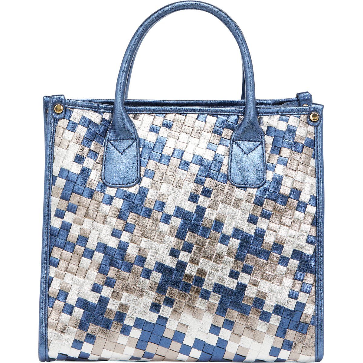 Gewebte Metallic-Tragetasche mit Riemen