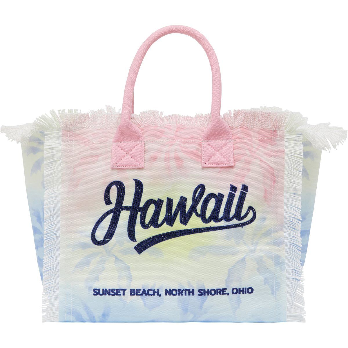 Shopper mit Tropenprint und Fransen
