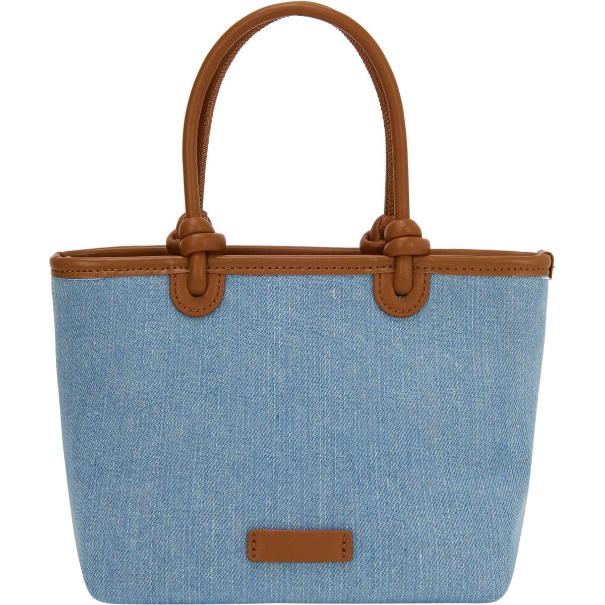 Denim-Shopper mit Leder-Details