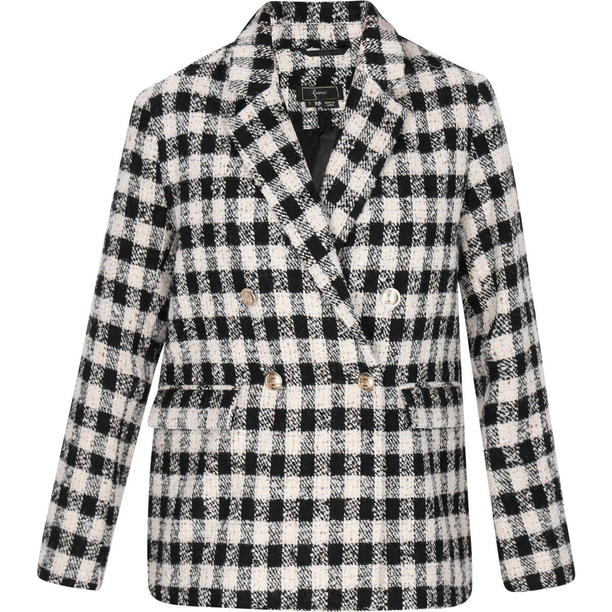 Zweireihiger Blazer mit Gingham-Muster