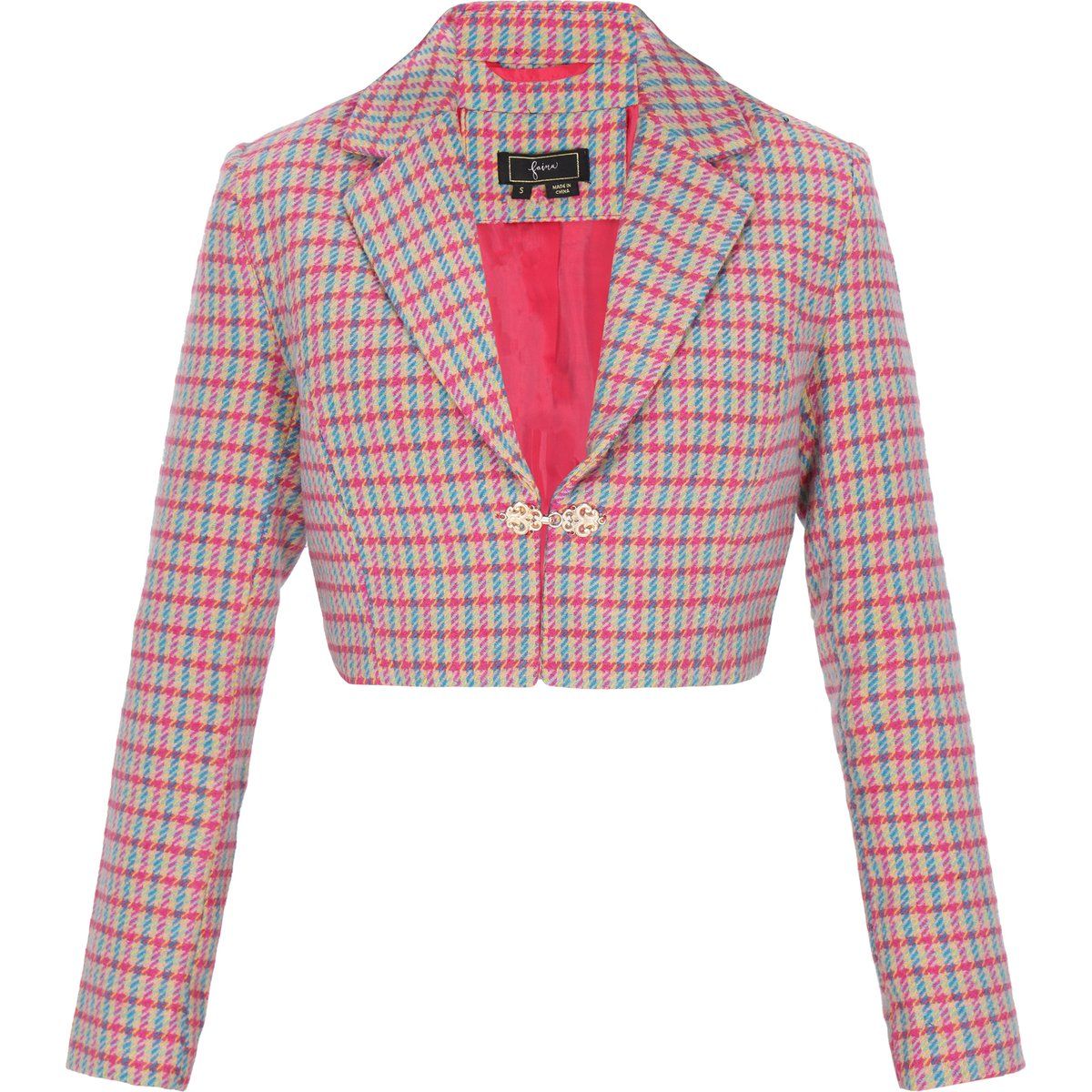 Kurze Tweedjacke mit Hahnentrittmuster