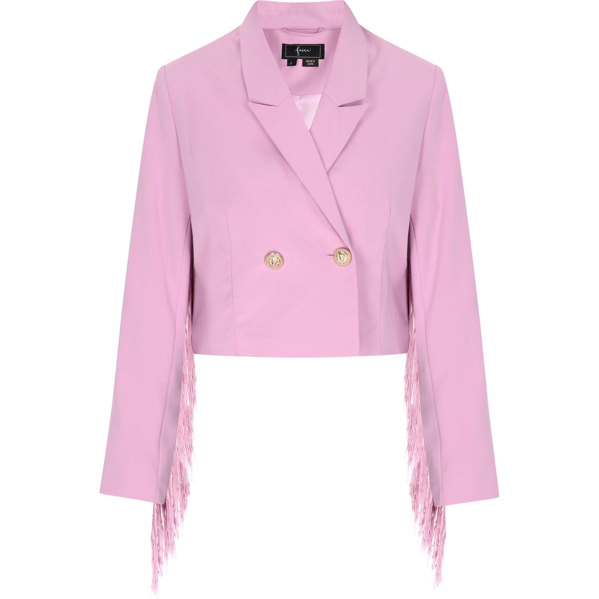Zweireihiger Cropped-Blazer mit Fransen