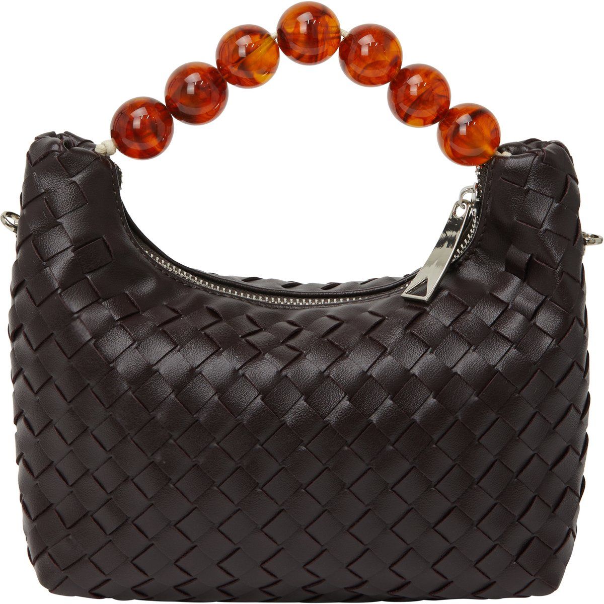 Geflochtene Hobo-Bag mit Perlenhenkel